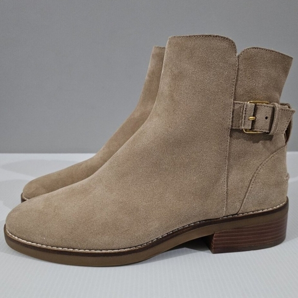 Cole Haan Hampshire Buckle Ankle Bootie Dark Latte Tan Suede Leather Size 10